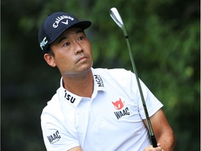 Kevin Na of the United States plays his shot from the third tee during the final round of the TOUR Championship at East Lake Golf Club on September 05, 2021 in Atlanta, Georgia.