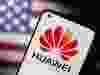 Smartphone with a Huawei logo is seen in front of a U.S. flag in this illustration taken September 28, 2021. REUTERS/Dado Ruvic/Illustration