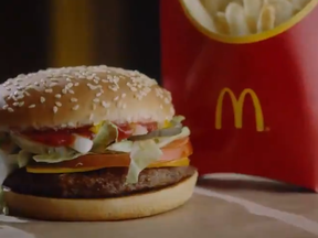 A screengrab of the McPlant burger available in the U.K.