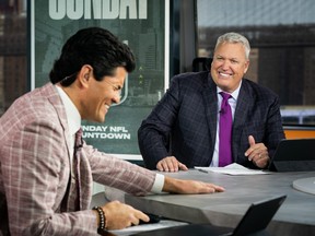 Rex Ryan (right) and Tedy Bruschi on the set of Sunday NFL Countdown.