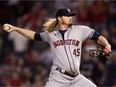 Ryne Stanek #45 of the Houston Astros pitches against the Boston Red Sox in the ninth inning of Game Five of the American League Championship Series at Fenway Park on October 20, 2021 in Boston, Massachusetts.