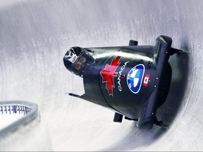 Melissa Lotholz of Canada in her first run during the Women's Monobob World Series Koenigssee at LOTTO Bayern Eisarena Koenigssee on January 22, 2021.
