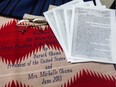 Items formerly belonging to Nelson Mandela that are going up for auction to raise funds for charity including a pair of glasses, a blanket and a copy of a hand written letter are pictured in the Manhattan borough of New York City.