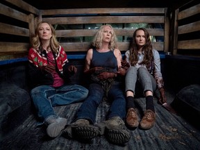 From left: Judy Greer, Jamie Lee Curtis and Andi Matichak in "Halloween Kills." MUST CREDIT: Ryan Green/Universal Pictures