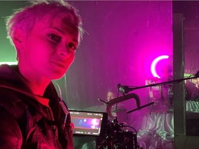 Halyna Hutchins, director of photography for "Rust", poses for a photo on the set of the movie "Archenemy", in Los Angeles, U.S., January 2020, in this picture obtained from social media.