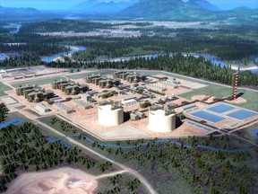 An architect's rendering of the LNG Canada natural gas liquefaction plant now under construction at Kitimat.