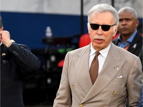 Stan Kroenke, owner of the Los Angeles Rams walks on to the field for the game against the Baltimore Ravens at Los Angeles Memorial Coliseum on November 25, 2019 in Los Angeles, California.
