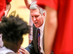 Coach Steve Hanson led SFU to victory over UBC Saturday night before a sellout crowd at SFU  in the first meeting between  the men's basketball programs since 2015.