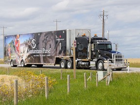 One of the Disaster Relief Unit tractor trailers Samaritan's Purse has sent to Abbotsford, B.C. to serve as a home base and provide equipment for volunteers to clean out and prepare flooded homes for repair.