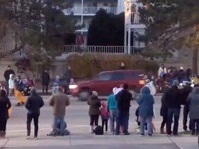 Screen grab of video posted on social media showing alleged car that struck a crowd during a holiday parade in Waukesha, Wisc. Twitter