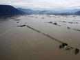 Flooded farms are seen in this aerial photo in Sumas Prairie, Abbotsford