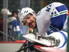 Travis Hamonic played for Abbotsford on Saturday and practised with the Canucks on Monday.