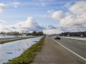 South side of Highway 1 between Abbotsford and Chilliwack.
