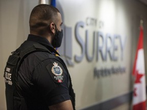 Surrey Police Service Const. Jas Dhillon at the RCMP detachment in Surrey on Tuesday, November 30.