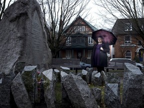 Harmony House executive director Ray Eskritt visits Enclave: The Ottawa Women's Monument within Minto Park.