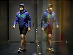 Oliver Ekman-Larsson walks to the Canucks dressing room before their NHL game against the Pittsburgh Penguins at Rogers Arena in early December.