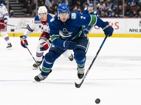 Veteran defenceman Luke Schenn was one of two Canucks players sidelined Tuesday morning after testing positive for COVID-19.