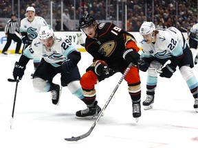 Anaheim Ducks winger Troy Terry had a 16-game points streak snapped last month.