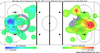 The location of shots take at 5 on 5 by the two teams on Friday night, with more intense colours emphasizing a collection of good chances.