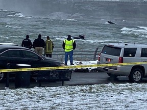A car has been spotted floating dangerously close to the brink of the Niagara falls Wednesday afternoon.