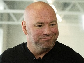 UFC President Dana White speaks to the media in Edmonton.