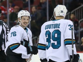 Jonathan Dahlen (left), who never got untracked as a Canucks prospect, has been a rookie revelation with the San Jose Sharks.