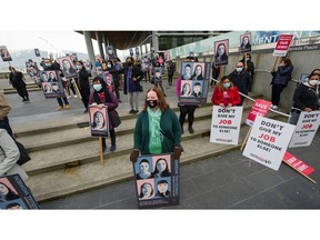 Women's Day rally at Jack Poole Plaza in Vancouver on March 8.