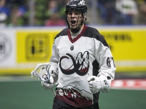 Former Colorado Mammoth striker Kyle Killen, who celebrates a goal in the 2019 NLL season, returns to Denver on Saturday for the first time since being sent off by Mammoth to the Vancouver Warriors in July 2020.