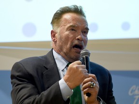 US actor, filmmaker and former governor of California Arnold Schwarzenegger delivers a speech during the COP24 summit on climate change in Katowice, Poland, on December 03, 2018.
