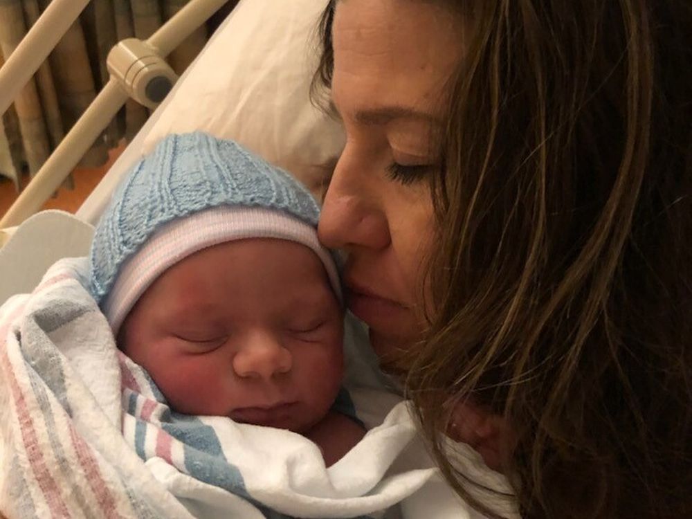 Shawna White holds her baby boy, born at 12:04 a.m. at Victoria General Hospital. The baby was the first baby of the New Year in B.C.