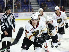 The Vancouver Giants in action against the Prince George Cougars at the Langley Events Centre on Jan. 15, 2022.