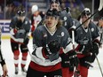 Justin Lies celebrates his goal Friday in the Vancouver Giants' 3-2 overtime loss to the Prince George Cougars.