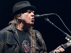 Neil Young performs on stage for his first time in Quebec City during 2018 Festival d'Ete on July 7, 2018.