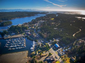 An aerial view of Ucluelet.