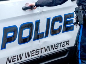 New Westminster police are investigating after a vehicle hit a pedestrian, sending him to hospital with life-threatening injuries.