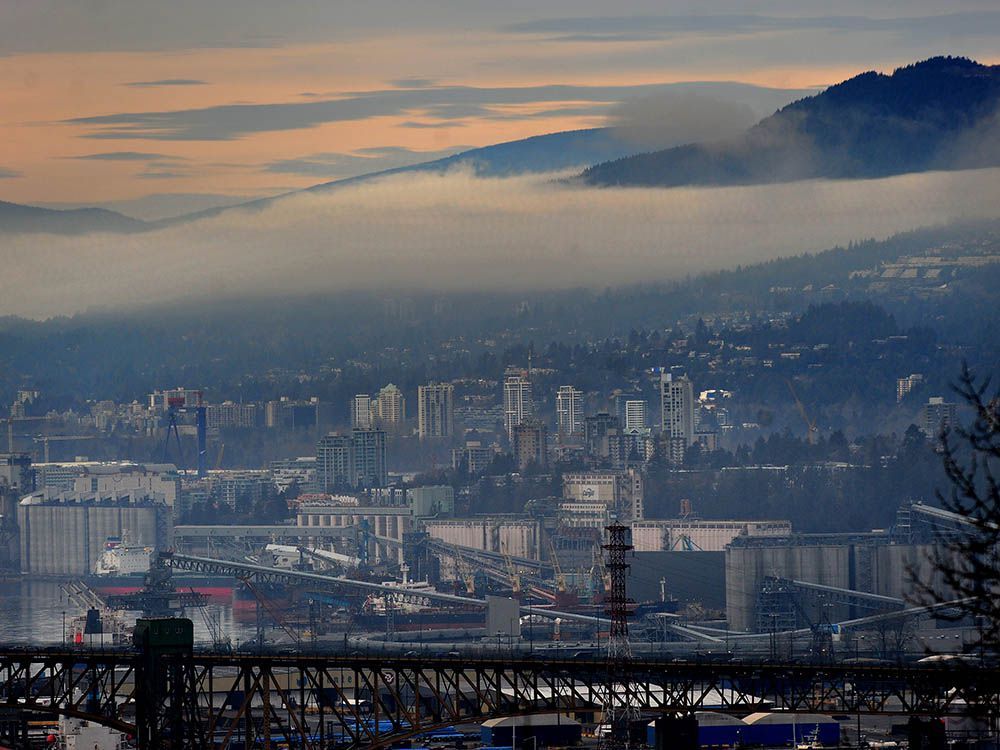 Fog over North Vancouver seen from Capitol Hill during an Environment Canada fog advisory on Sunday.