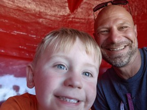 Nanaimo resident Dillon Wiebe with his son Arlee, 5.