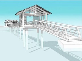 An architect's rendering of Pamela Anderson's dock plans for her property in Ladysmith.
