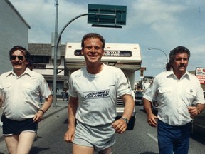 Steve Fonyo, shown here in a 1985 file photo, has been stripped of his Order of Canada membership. (1985 file photo of Steve Fonyo who ran across Canada. Here Steve is leaving his home town of Vernon for the coast. Photo dates May 7, 1985 . Province photo by Gerry Kahrmann [PNG Merlin Archive] ORG XMIT: POS2014052213473810 ORG XMIT: POS1509111459263287