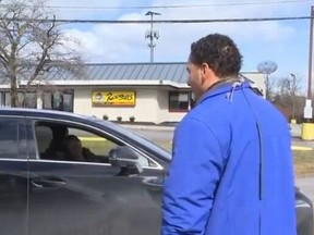 ABC report Myles Harris gets a visit from his mother during a live hit.