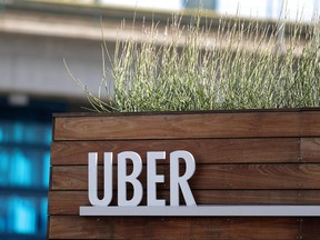 The Uber Hub is seen in Redondo Beach, Calif., March 25, 2019.