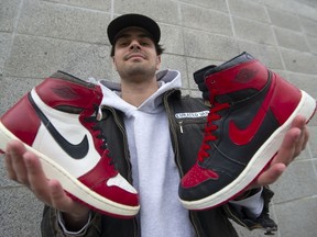 Tye Engmann holds some of the first sneakers endorsed by NBA legend Michael Jordan in 1985. Engmann, who has more than 44,000 Instagram followers and whose company Curated Van sells to celebrities such as Kevin Hart, Lil Yachty and Takeoff, will be at Sneaker Con on March 5.