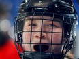 Micah Zandee-Hart shows her enthusiasm during a Team Canada practice in Beijing last week.