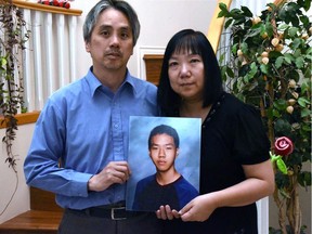 The parents of Alfred Wong: Samson Wong (father) and Chelly Wong (mother). Fifteen-year-old Alfred Wong was killed in January 2018 and charges have been laid in his death.