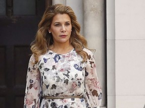 Princess Haya Bint al-Hussein leaves The High Court in London, Wednesday, July 31, 2019.