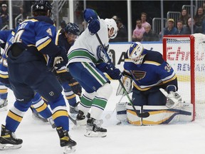 Blues goalie Ville Husso kept the door closed Monday on the Canucks, but it helped that he saw every shot sent his way.