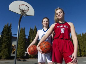 Sisters Avery (left) and Emily Sussex are fierce, but friendly rivals on the basketball court. ‘Did I know who it was? One hundred per cent,’ 17-year-old Emily said with a giggle of fouling her little sister during a game earlier this season. ‘I could see her coming down the court. I thought ‘this is my chance.’ ’