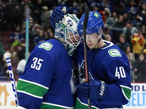 In top-line centre Elias Pettersson (right) — ‘that’s always the hardest role to fill, says Jannik Hansen — and goalie Thatcher Demko (left), the Canucks still have ‘a fantastic base to work from.’