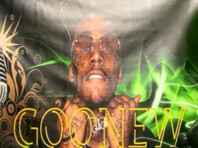 A poster of Goonew displayed at Bliss Nightclub.