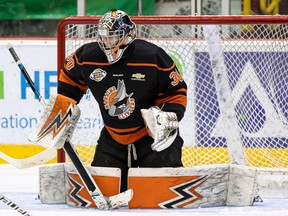 Clippers’ 6-foot-8 netminder Cooper Black has registered a 1.54 goals against average and three shutouts in 12 playoff games as Nanaimo has gone undefeated so far in the post-season.